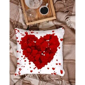 1 Red Valentine's Heart Print Cushion Cover Without Filler Pillowcase Single